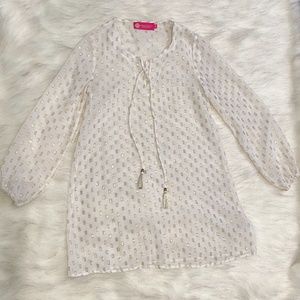 Macbeth Collection White and Gold Sheer Tunic